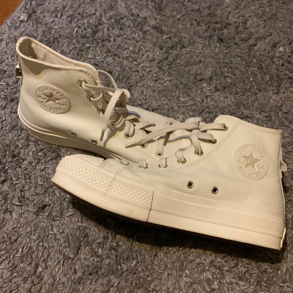 Converse, white, leather